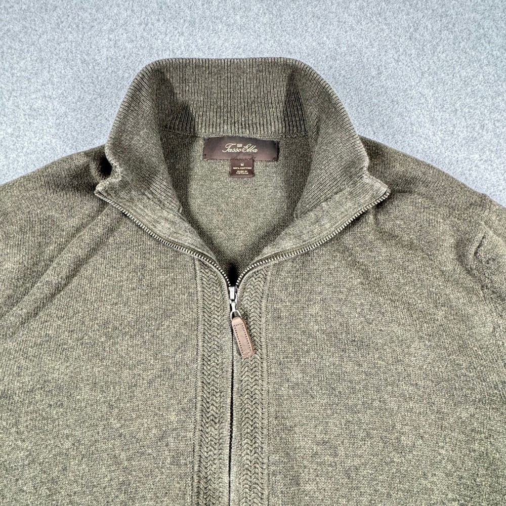 Tasso Elba Mens Zip-Front Jacket Mens M Green Knit